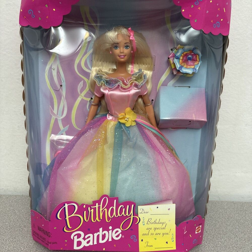 Vintage 1997 Mattel Birthday BARBIE , Shimmery Dress, Gift, NIB  Box Not perfect